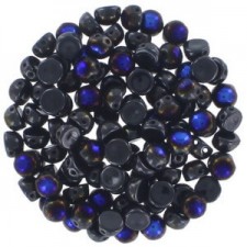 Czech 2-hole Cabochon beads 6mm Jet Azuro